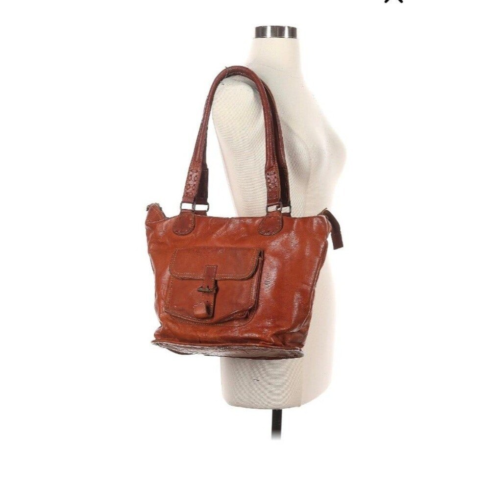 Noonday Collection Leather Shoulder Bag Boho Tote Hobo Bag Brown Large